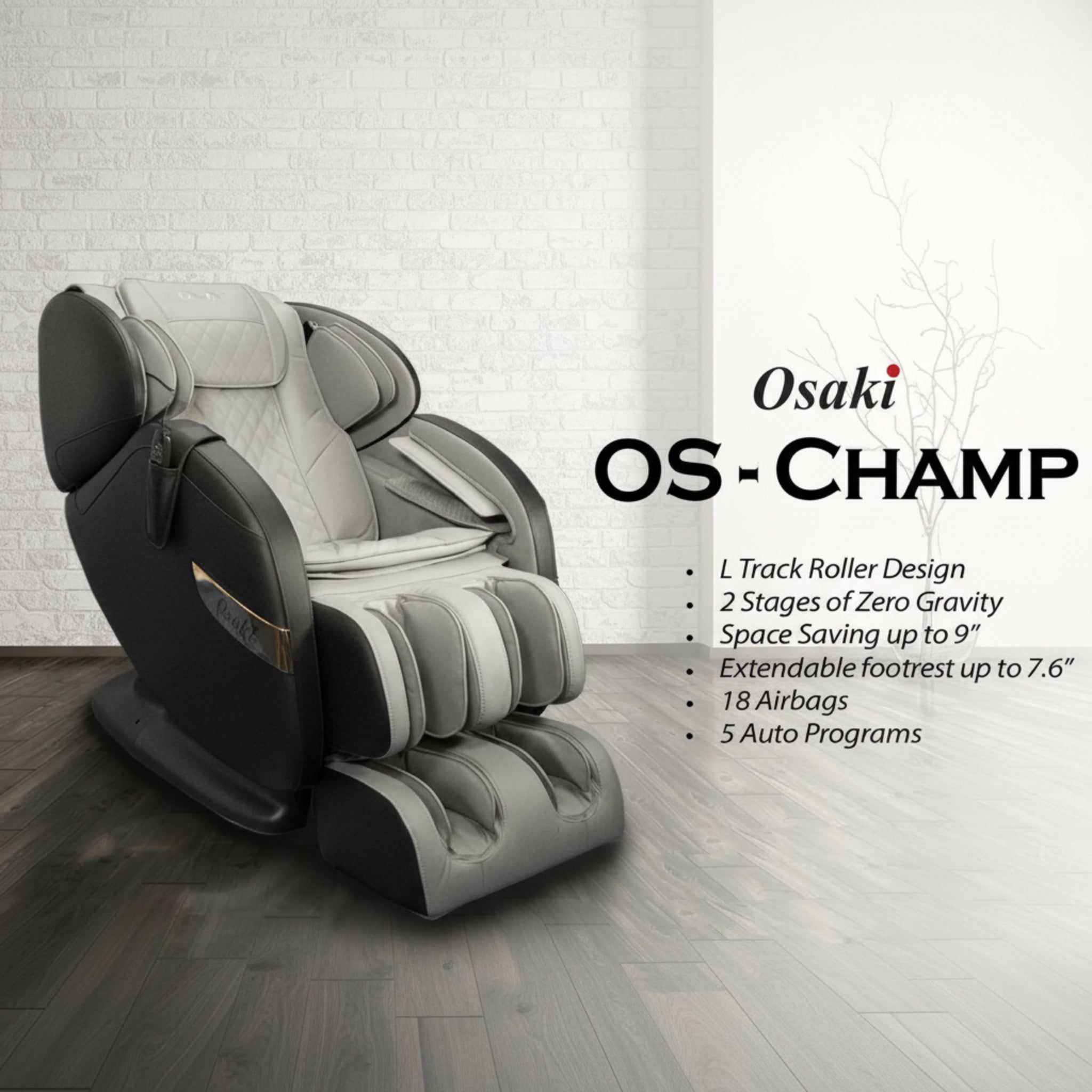 OS Champ Zero Gravity Full Body Massage Chair Recliner, Cream/Taupe